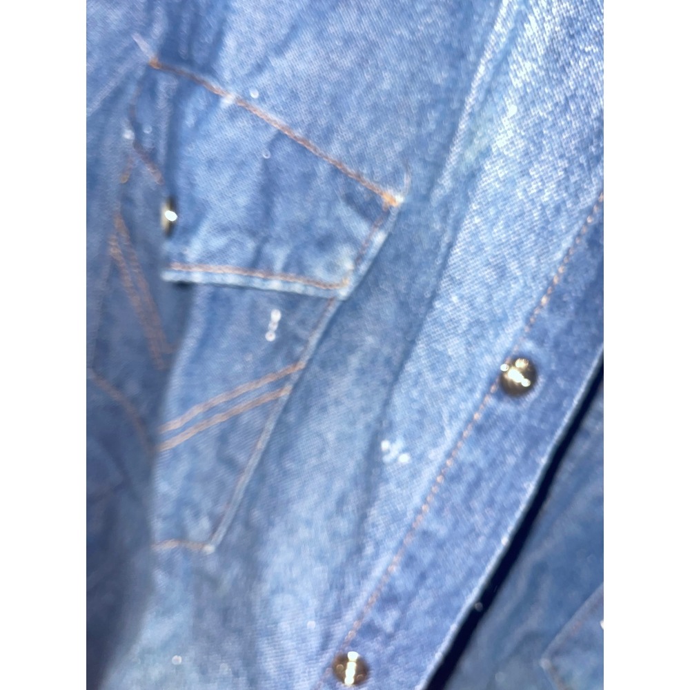 Lot of 2 Wrangler Mens Western Denim Pearl Snap Shirts Blue Regular Fit 17-34 - Picture 3 of 14